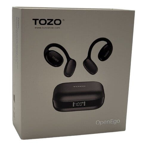 Image shows the outer packaging for the TOZO OpenEgo headphones.
