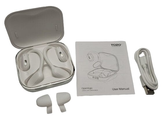 TOZO OpenEgo Image shows the included contents in a laid out position.