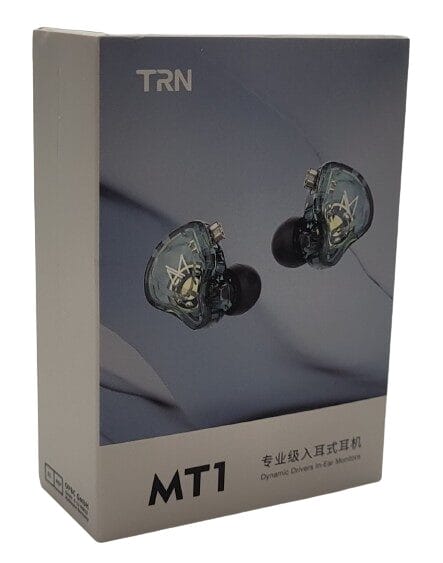 Image shows the outer packaging for TRN MT1 IEM's.