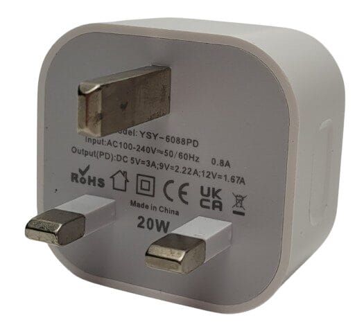 Roadiff 20W Fast Charger Image shows the rated certification of the Roadiff 20W Fast Charger.