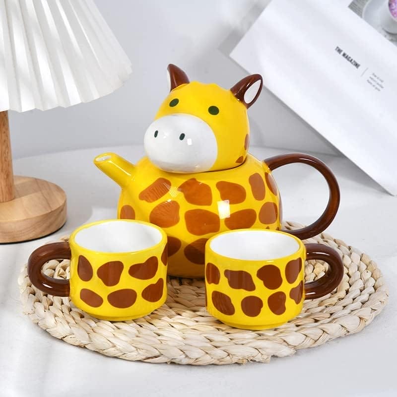 4-Piece-Ceramic-Stacking-Giraffe-Mug-Teapot-Set