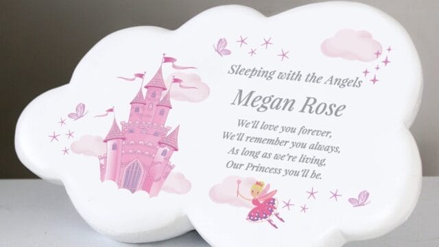 PersonalisedPinkFairy_CastleKidsMemorialCloudGravesidePlaque1-822073