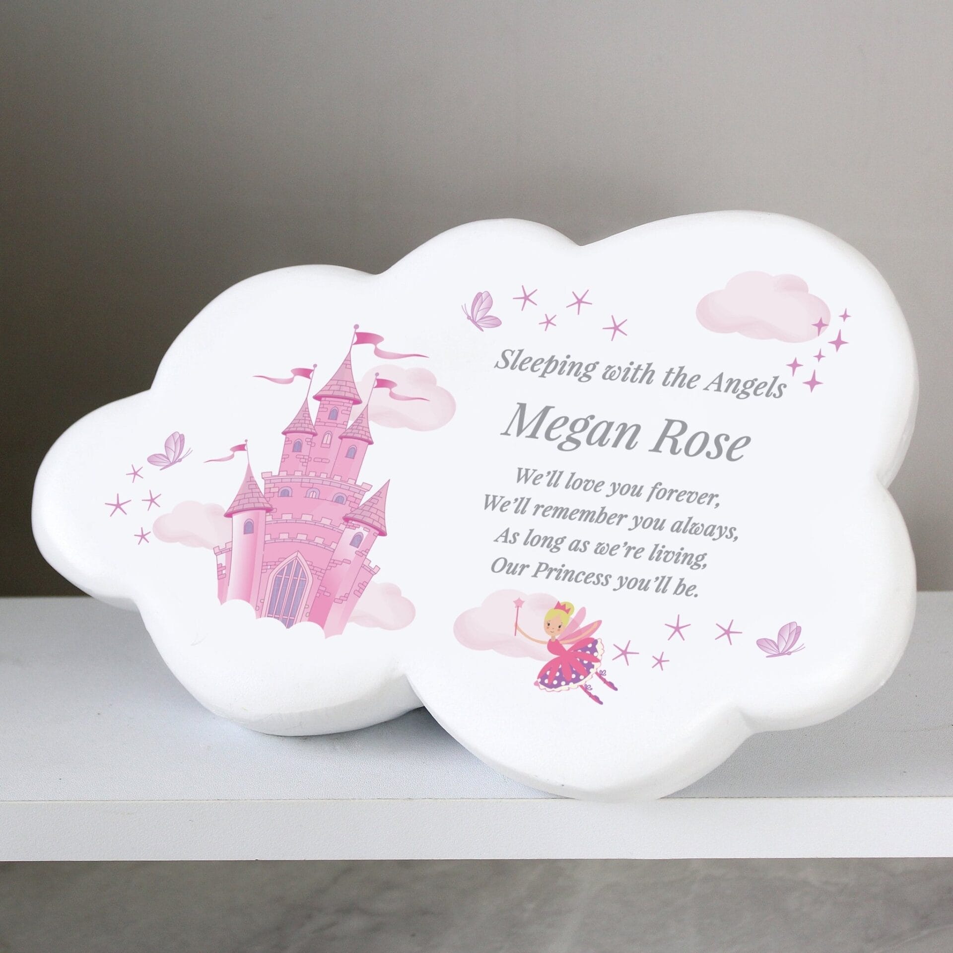 PersonalisedPinkFairy_CastleKidsMemorialCloudGravesidePlaque1-822073