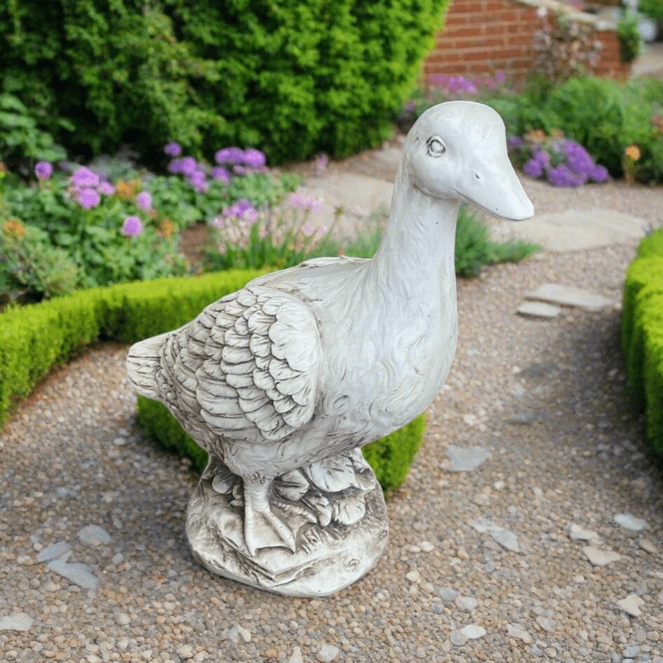 StoneEffectWhiteDuckStatueGardenSculptureOutdoorOrnament2-431708