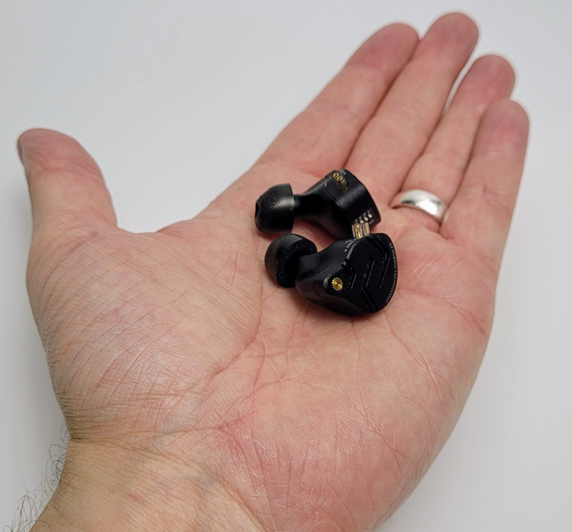 Image shows a pair of IEM's in my left hand.