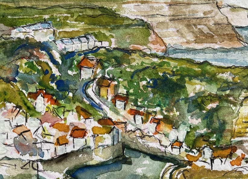 72-A4-coastal-village-watercolour